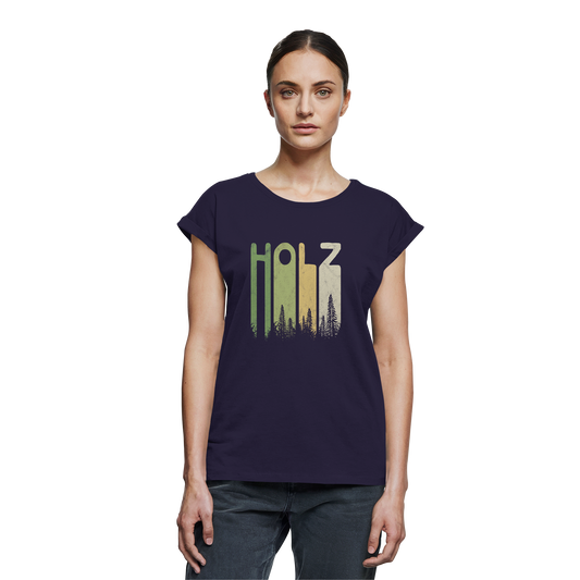 Holz Retro Wald Schriftzug - Womens Extended Shoulder T-Shirt