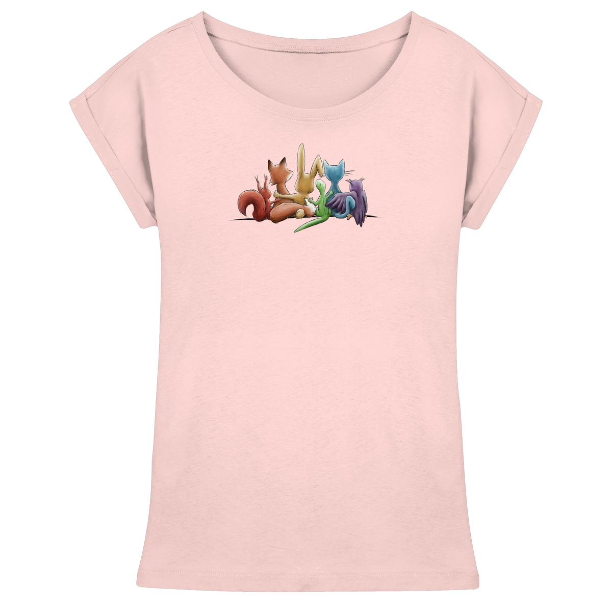 Regenbogen Tiere für Freundschaft, Toleranz und Vielfalt - Womens Extended Shoulder T-Shirt