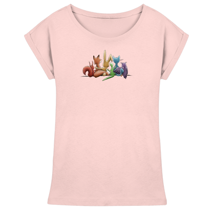 Regenbogen Tiere für Freundschaft, Toleranz und Vielfalt - Womens Extended Shoulder T-Shirt