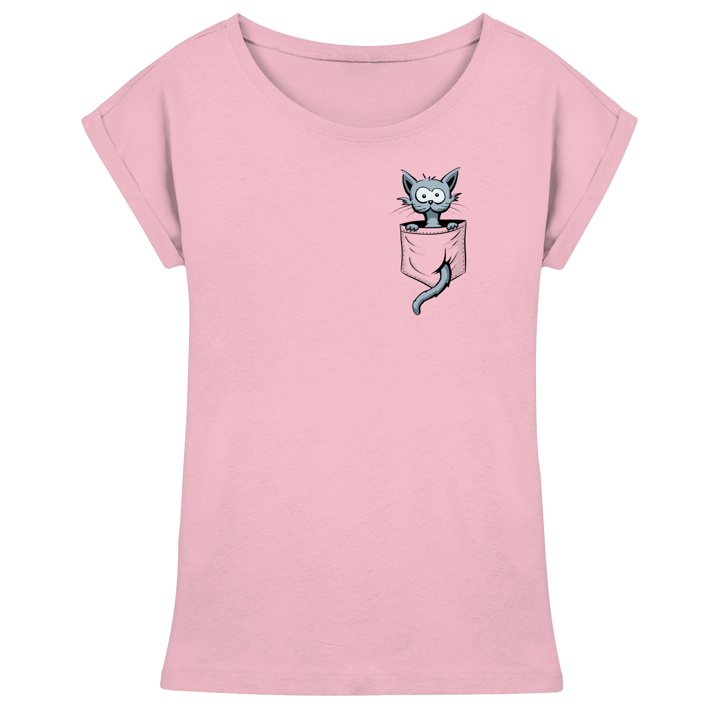 Verrückte Katze in Deiner Brust-Tasche - Womens Extended Shoulder T-Shirt