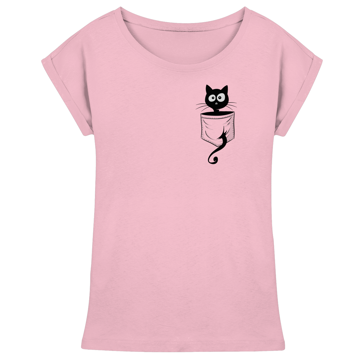 Schwarze Katze in der Tasche - Womens Extended Shoulder T-Shirt