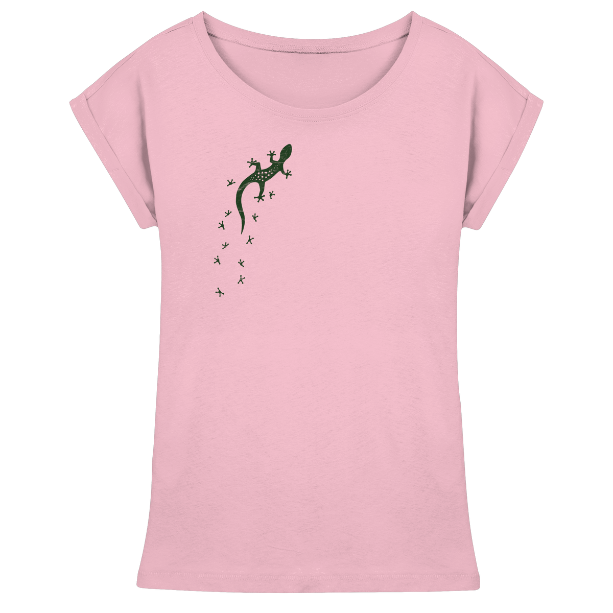 Gecko Eidechse Silhouette dunkel - Womens Extended Shoulder T-Shirt