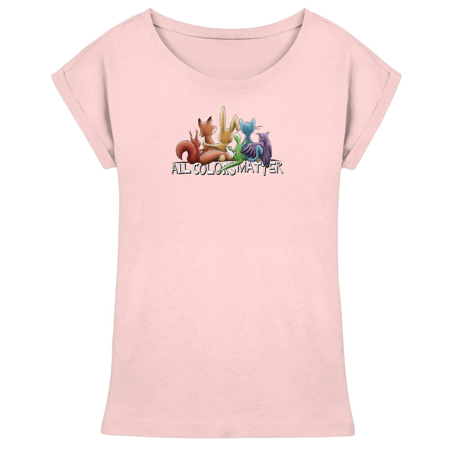 All Colors Matter! Regenbogen Tiere für Vielfalt - Womens Extended Shoulder T-Shirt