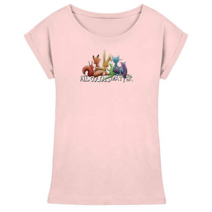 All Colors Matter! Regenbogen Tiere für Vielfalt - Womens Extended Shoulder T-Shirt