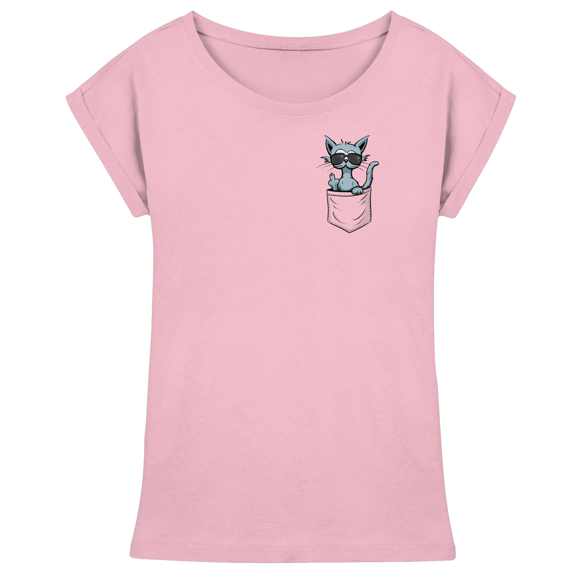 "Fuck Off" Mittelfinger Katze in der Tasche - Womens Extended Shoulder T-Shirt