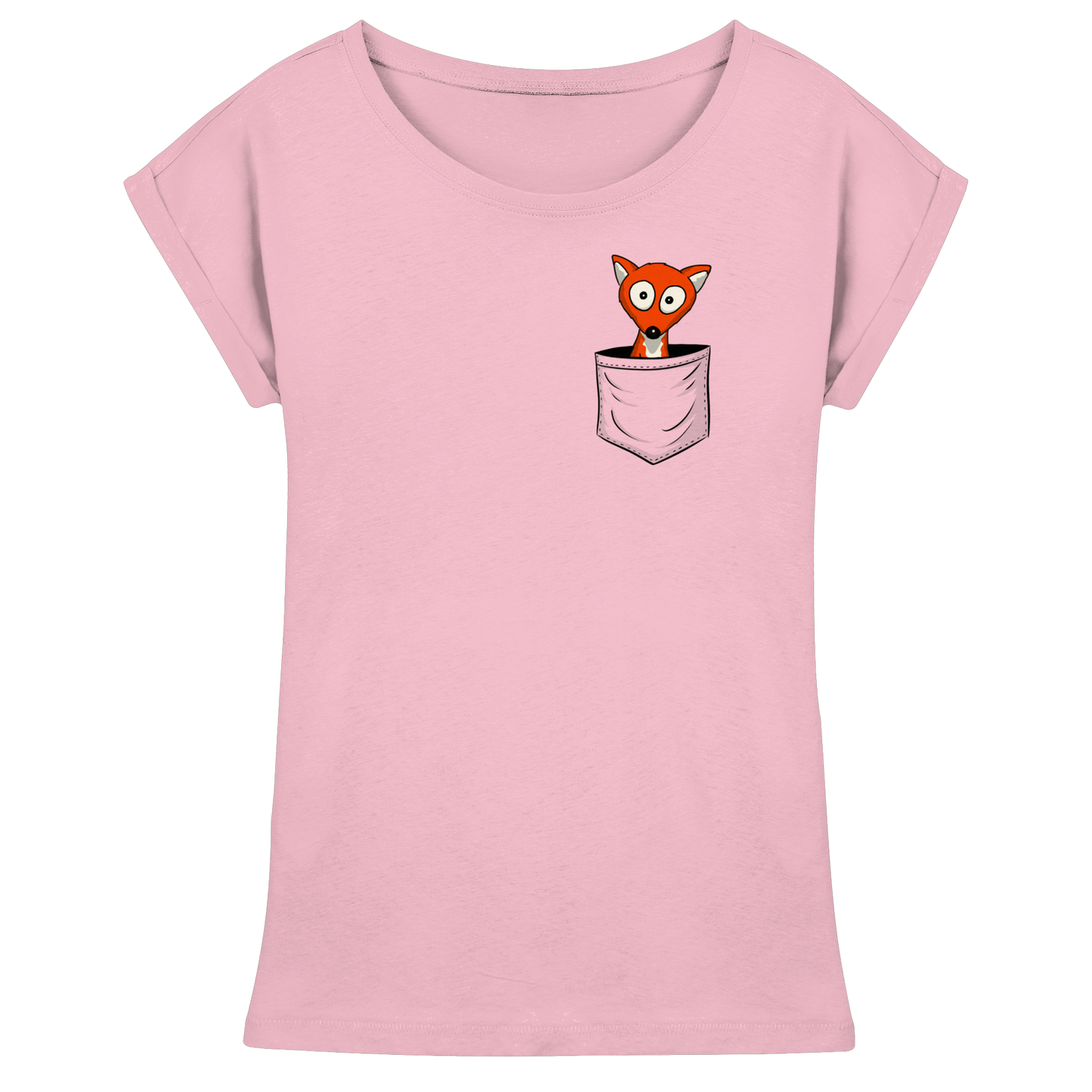 Fuchs in der Brusttasche | Taschen-Fuchs - Womens Extended Shoulder T-Shirt