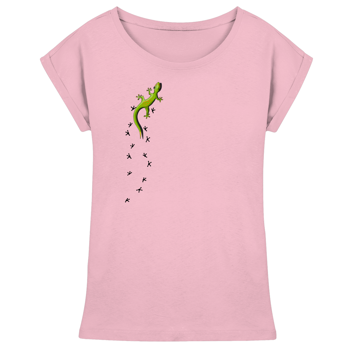Kletternder Gecko mit Spuren - Womens Extended Shoulder T-Shirt