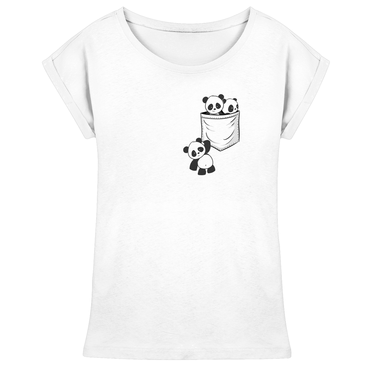 Kawaii Pandas in der Tasche - Womens Extended Shoulder T-Shirt