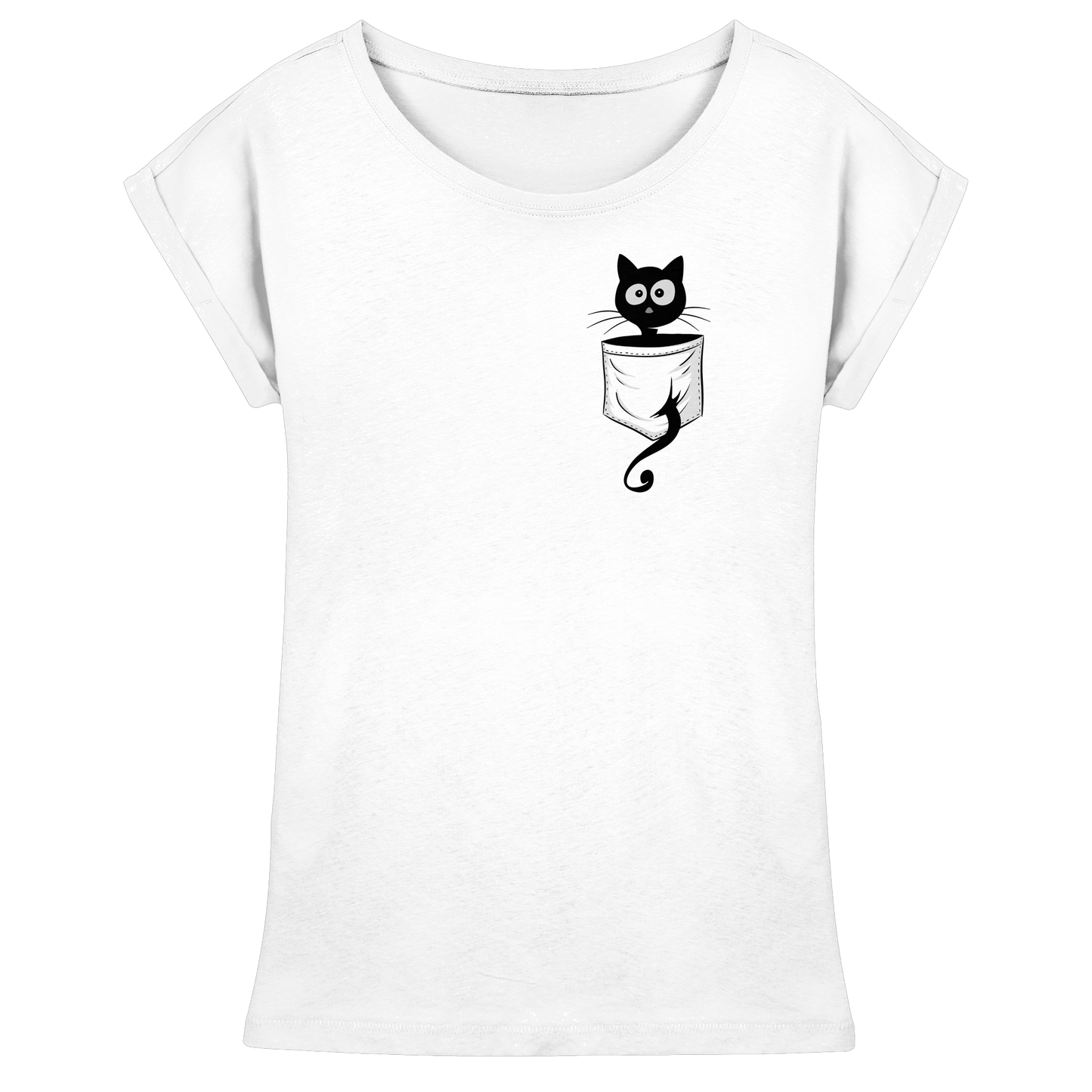 Schwarze Katze in der Tasche - Womens Extended Shoulder T-Shirt