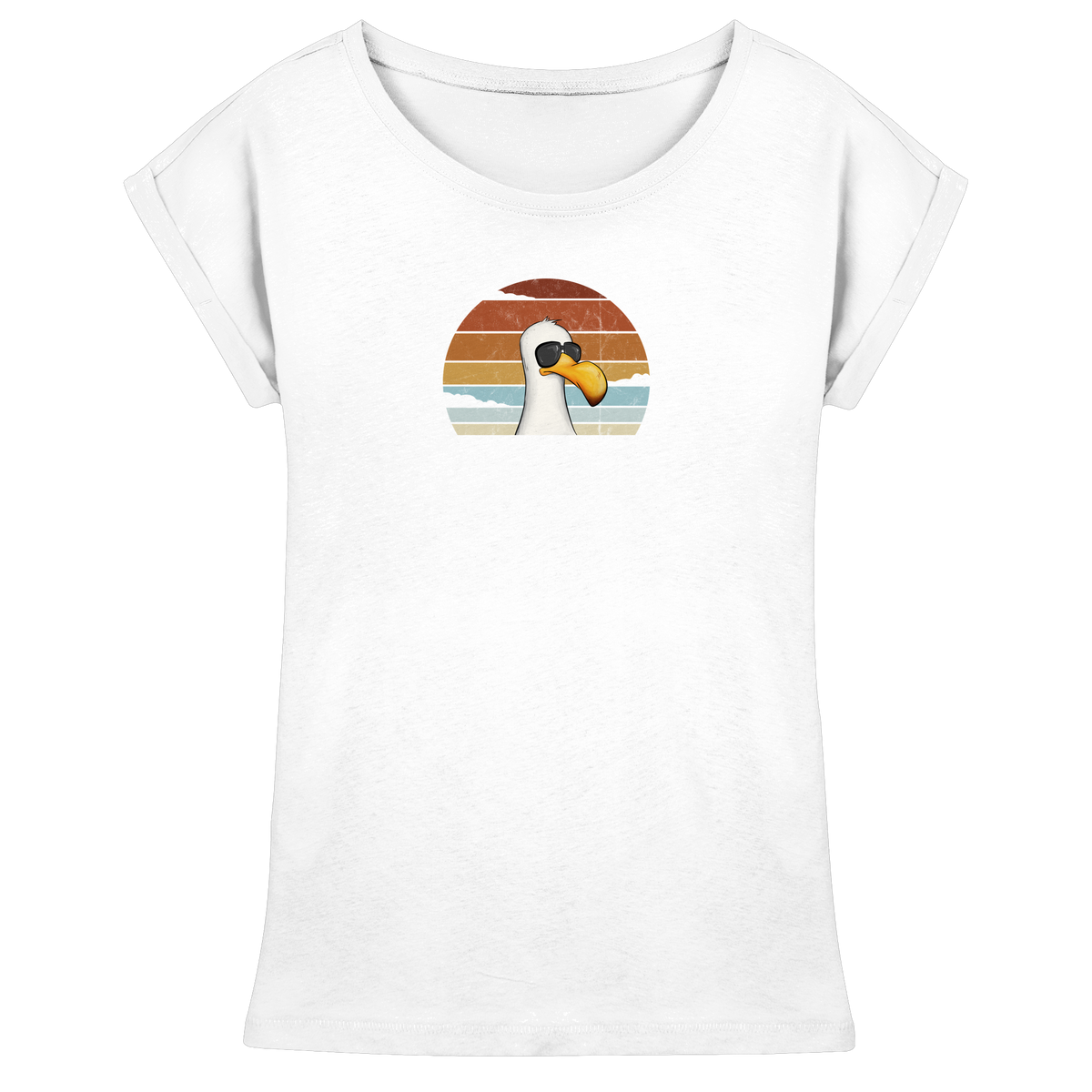 Cool lässige Retro Möwe - Womens Extended Shoulder T-Shirt