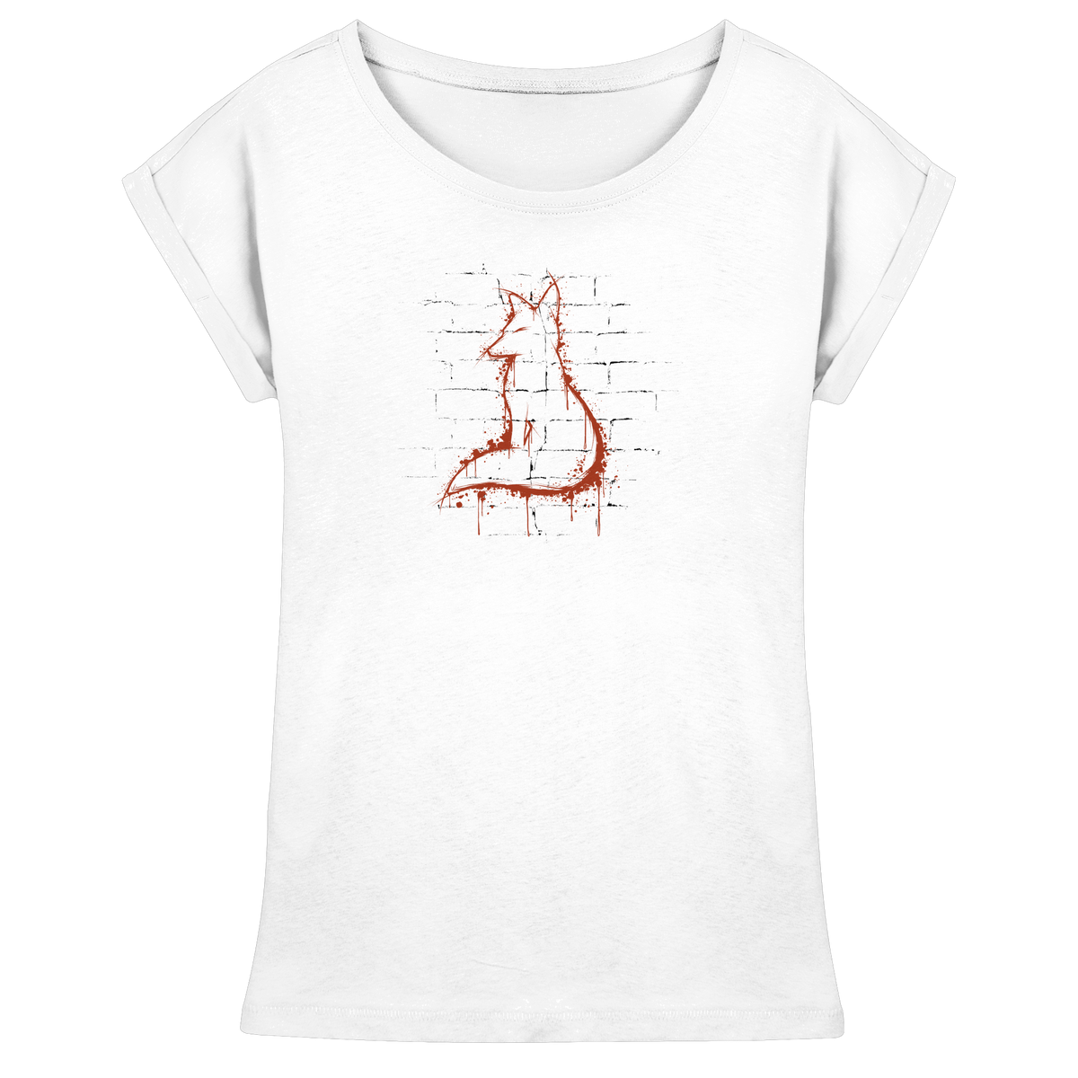 Street Art Fuchs Silhouette - Womens Extended Shoulder T-Shirt