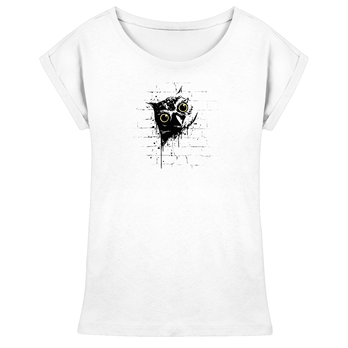 Lässige Street Art Eule - Womens Extended Shoulder T-Shirt