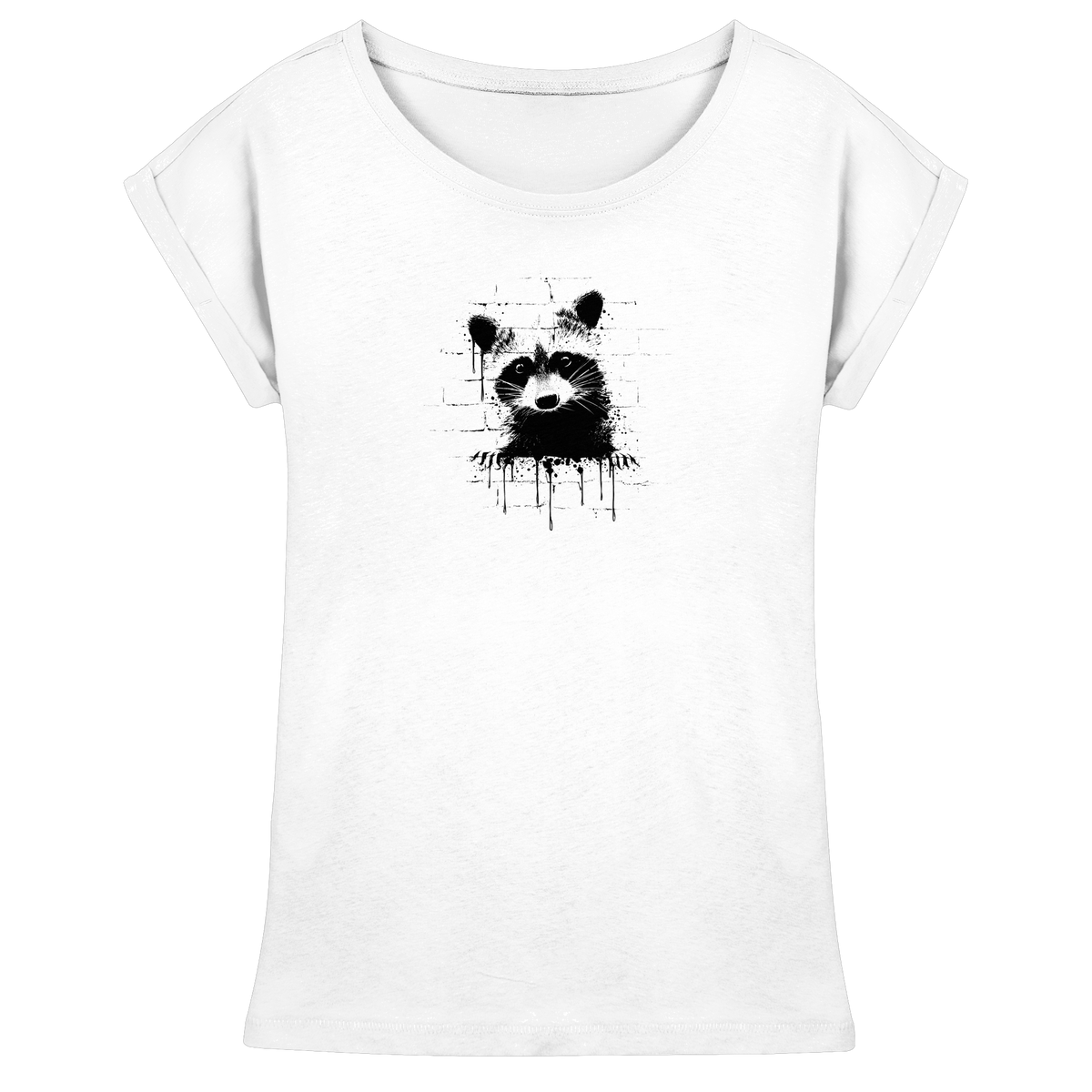 Funky Street Art Waschbär - Womens Extended Shoulder T-Shirt