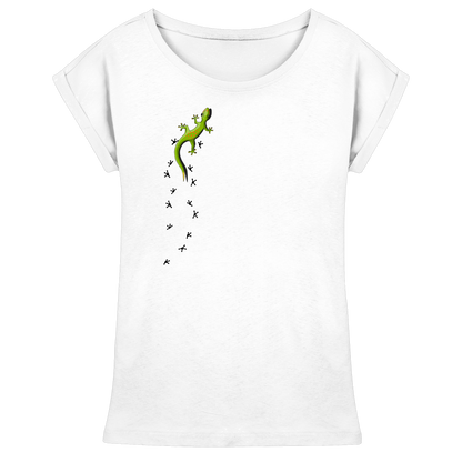 Kletternder Gecko mit Spuren - Womens Extended Shoulder T-Shirt