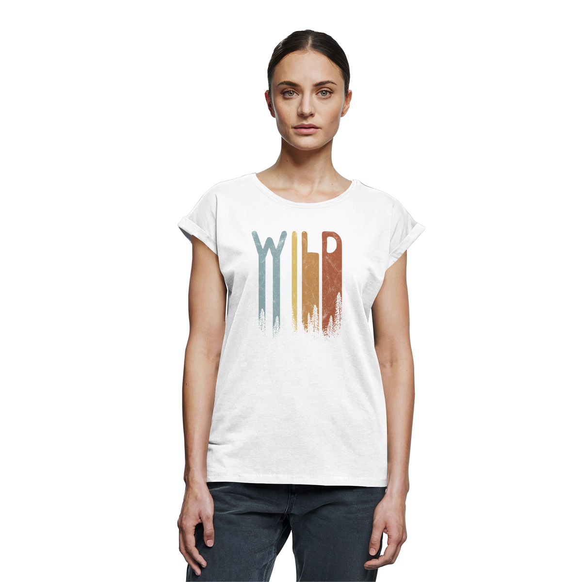 Wild Retro Schriftzug - Womens Extended Shoulder T-Shirt