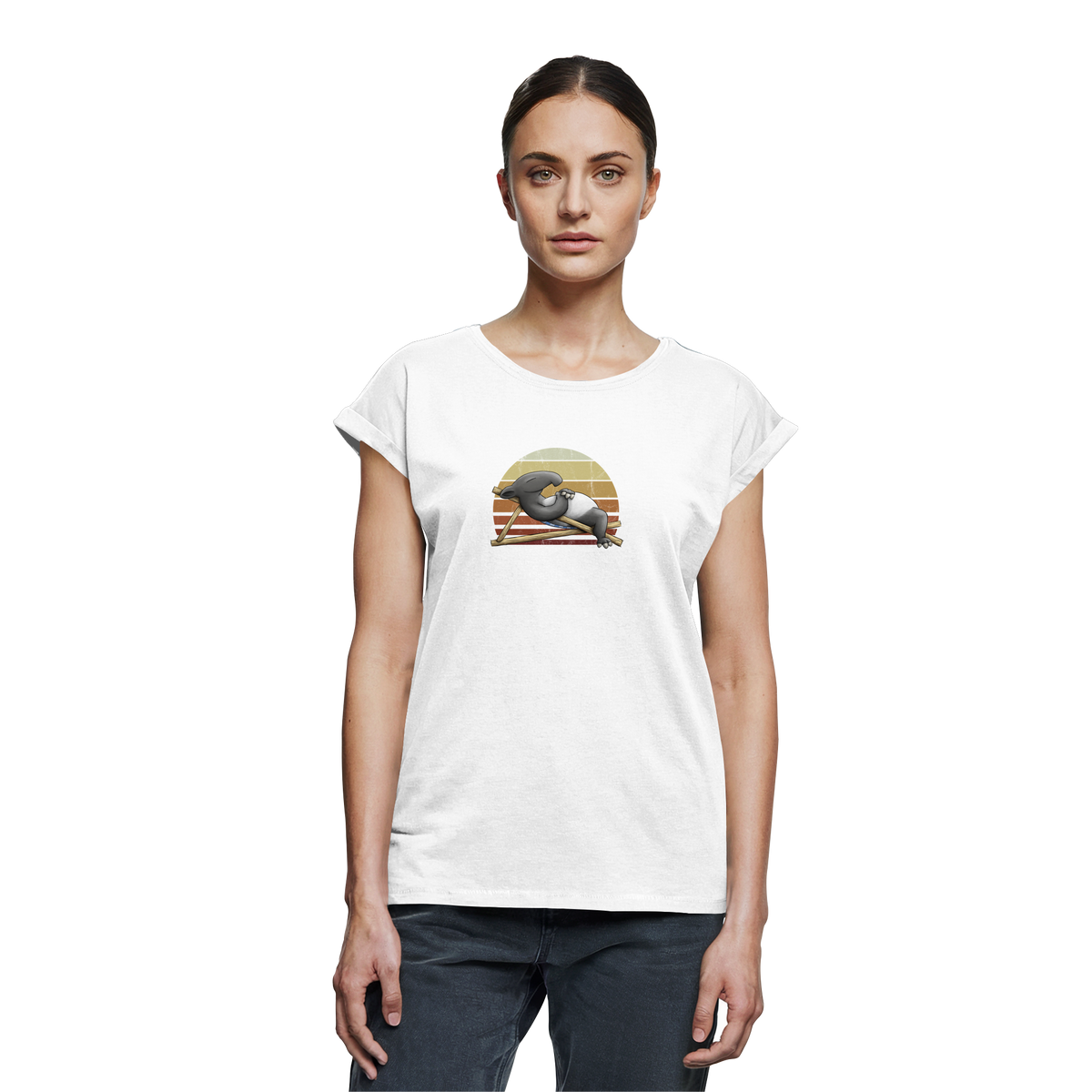 Lässiger Retro Sundown Tapir - Womens Extended Shoulder T-Shirt
