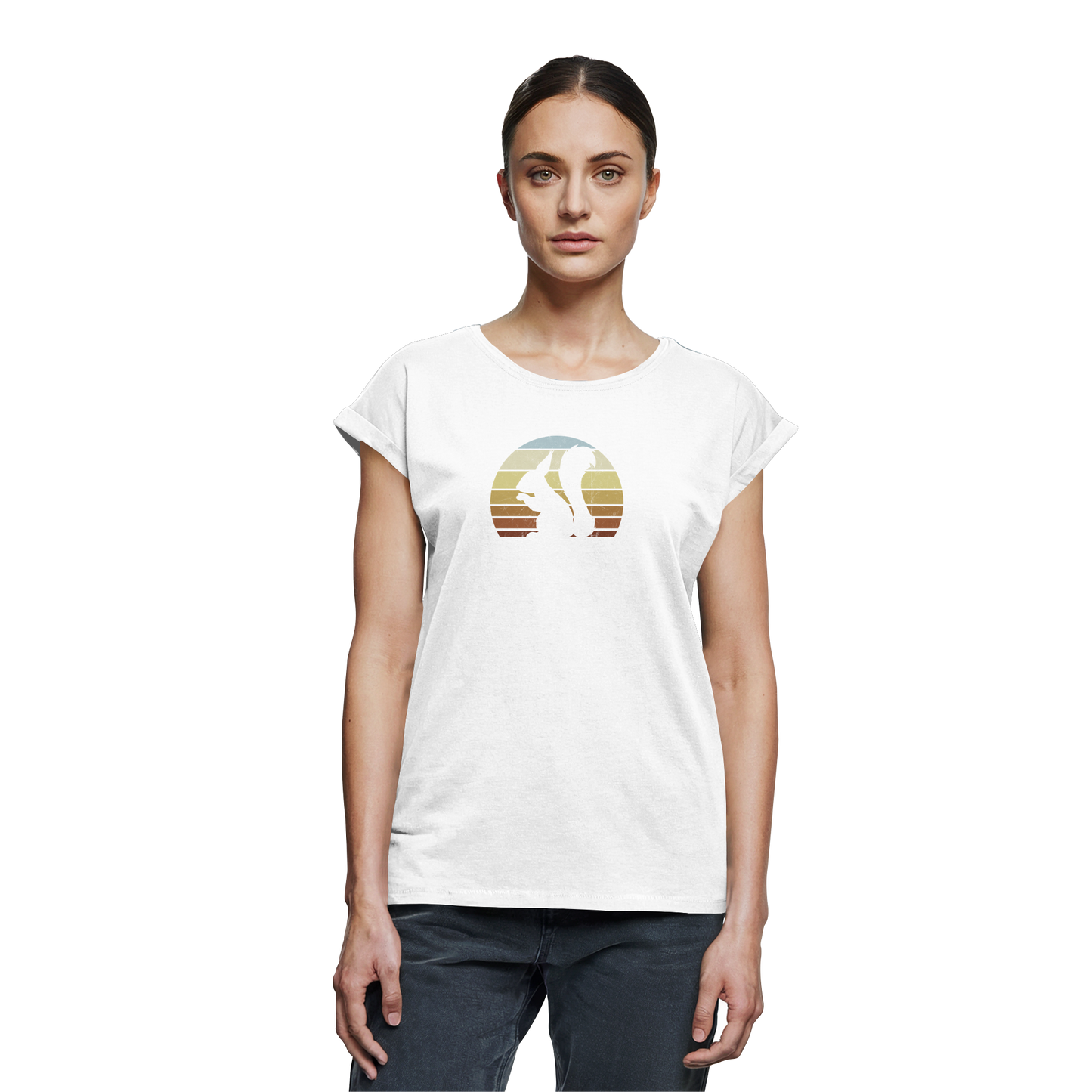 Retro Eichhörnchen Silhouette - Womens Extended Shoulder T-Shirt