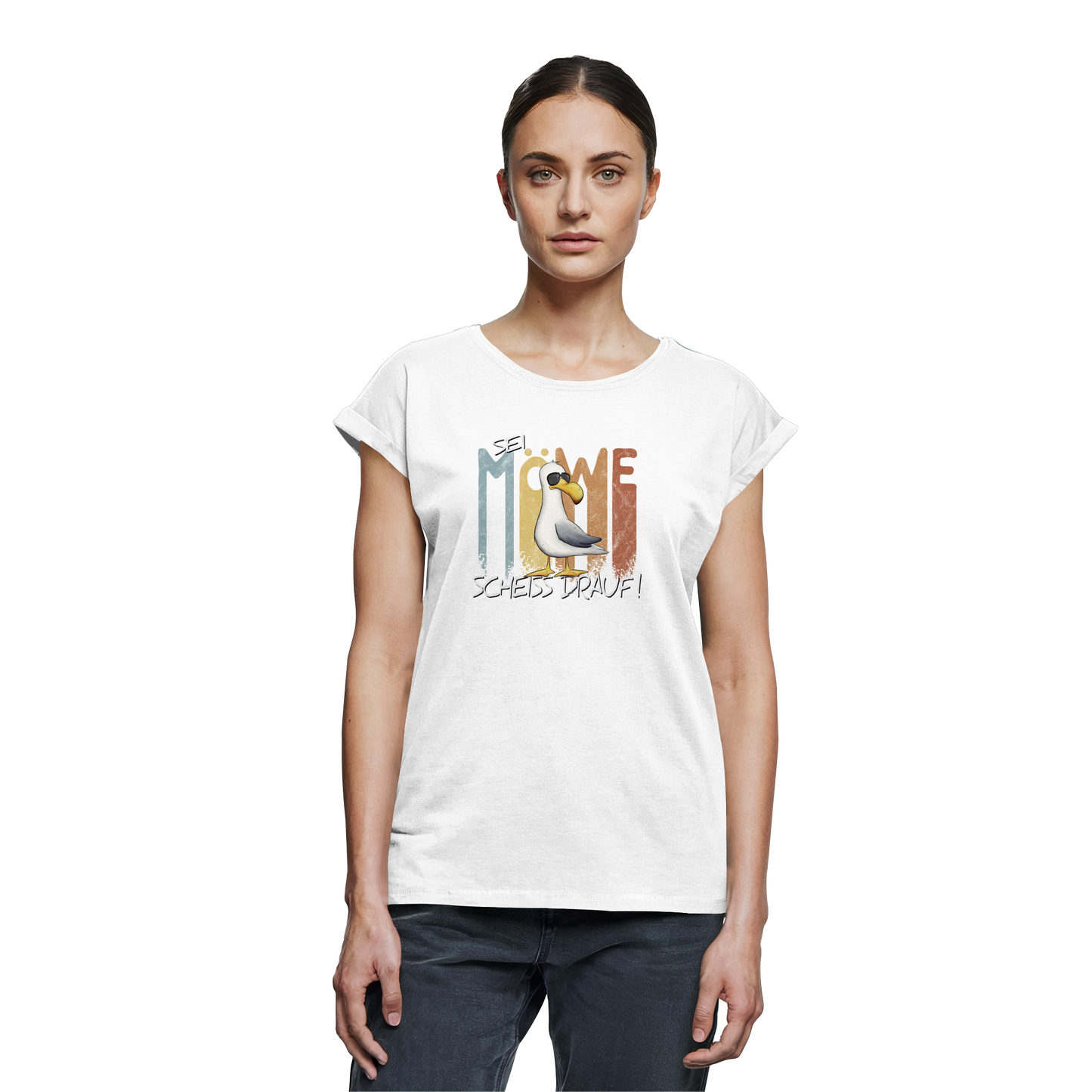 Sei Möwe Scheiß Drauf  - Womens Extended Shoulder T-Shirt
