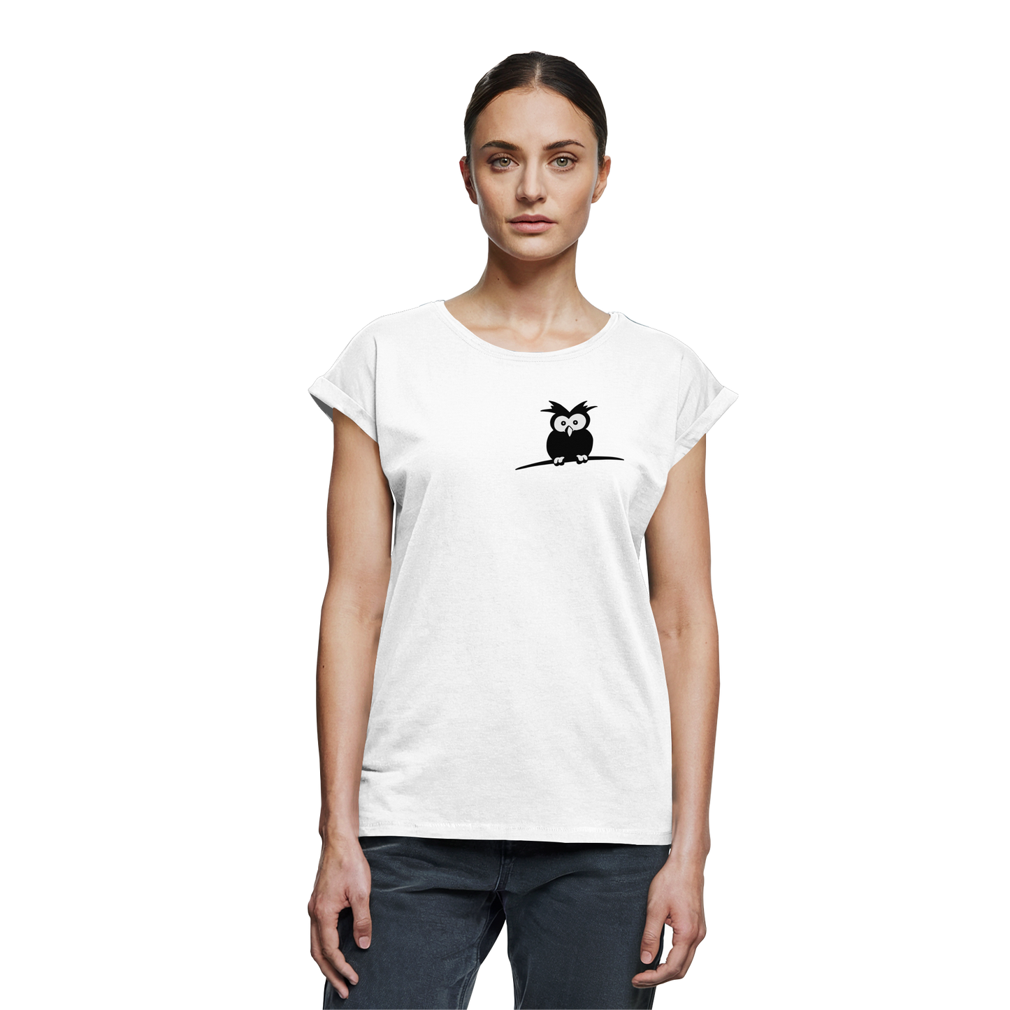 Kleine struppige Eule - Womens Extended Shoulder T-Shirt