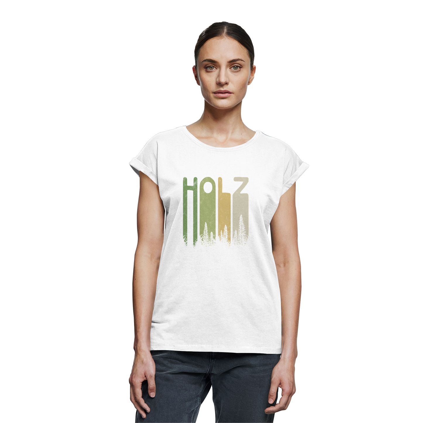 Holz Retro Wald Schriftzug - Womens Extended Shoulder T-Shirt