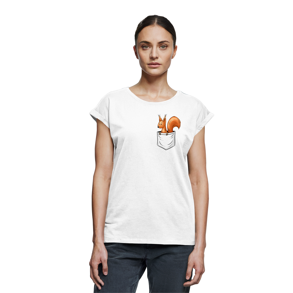 Lässiges Eichhörnchen In Tasche - Womens Extended Shoulder T-Shirt