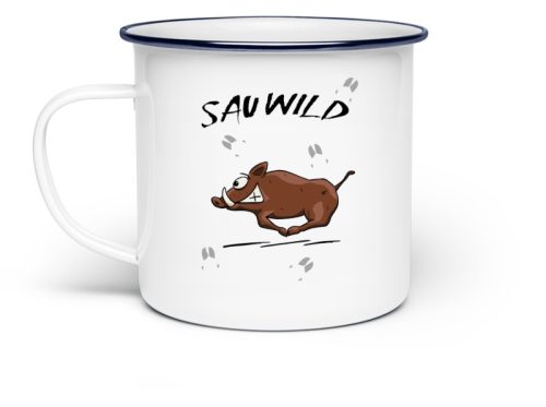 Sauwild Wildsau | witzige Wildschwein Tasse - Emaille Tasse-3