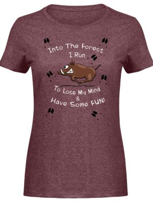 Into the Forest I Run & Have Fun Sauwild Wildsau - Damen Melange Shirt-6805