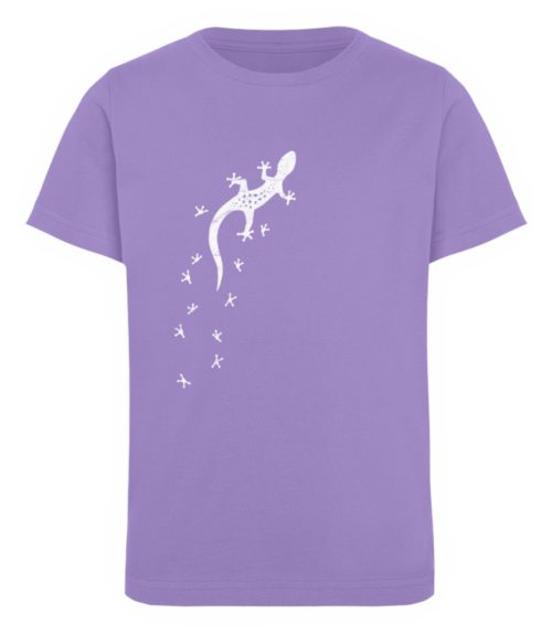 Gecko Silhouette mit Fährte | Sommer, Sonne und mediterraner Urlaub für Salamander-Fans - Kinder Organic T-Shirt-6904