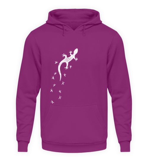 Gecko Silhouette mit Fährte | Sommer, Sonne und mediterraner Urlaub für Salamander-Fans - Unisex Kapuzenpullover Hoodie-1658