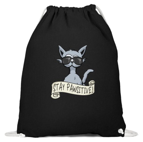 Stay Pawsitive Bleib lässig Hipster Katze - Baumwoll Gymsac-16