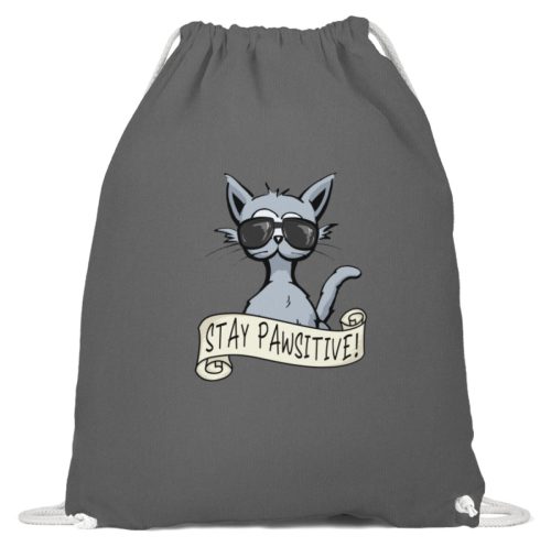 Stay Pawsitive Bleib lässig Hipster Katze - Baumwoll Gymsac-6760