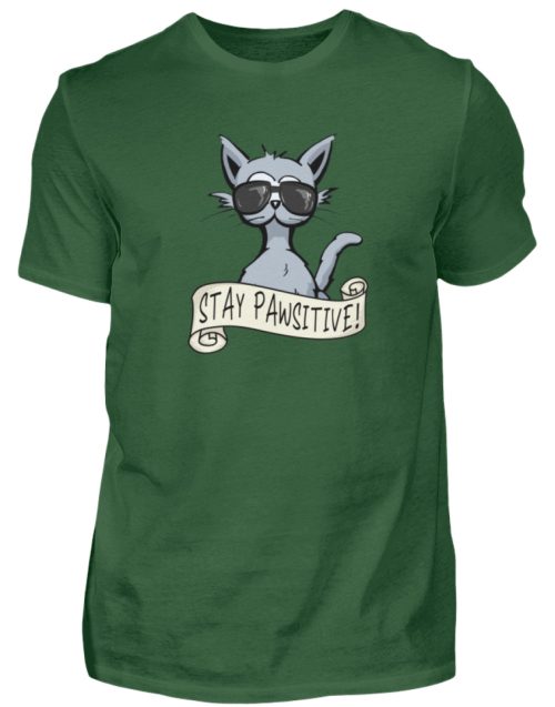 Stay Pawsitive Bleib lässig Hipster Katze - Herren Shirt-833