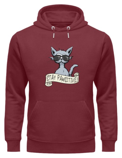 Stay Pawsitive Bleib lässig Hipster Katze - Unisex Organic Hoodie-6883