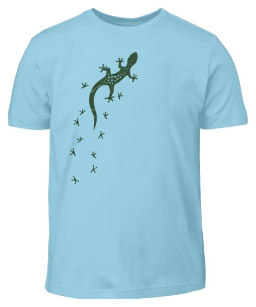 Eidechse Gecko Silhouette mit Spuren - Kinder T-Shirt-674