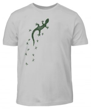 Eidechse Gecko Silhouette mit Spuren - Kinder T-Shirt-1157