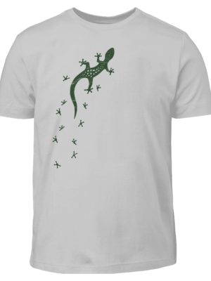 Eidechse Gecko Silhouette mit Spuren - Kinder T-Shirt-1157