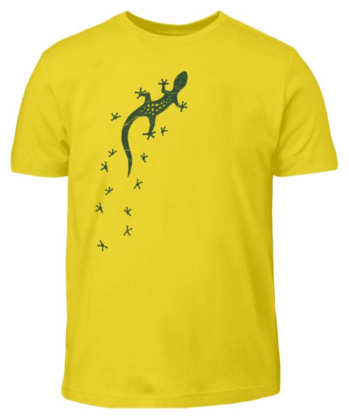 Eidechse Gecko Silhouette mit Spuren - Kinder T-Shirt-1102