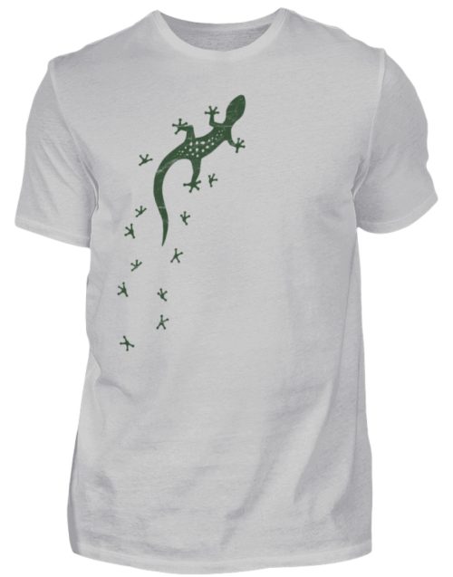 Eidechse Gecko Silhouette mit Spuren - Herren Shirt-1157