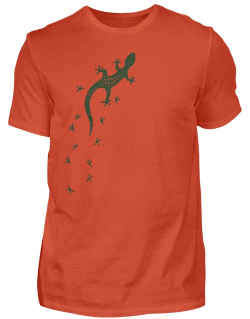 Eidechse Gecko Silhouette mit Spuren - Herren Shirt-1236
