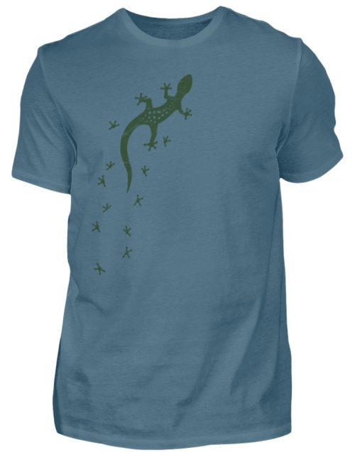 Eidechse Gecko Silhouette mit Spuren - Herren Shirt-1230