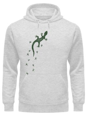 Eidechse Gecko Silhouette mit Spuren - Unisex Organic Hoodie-6892