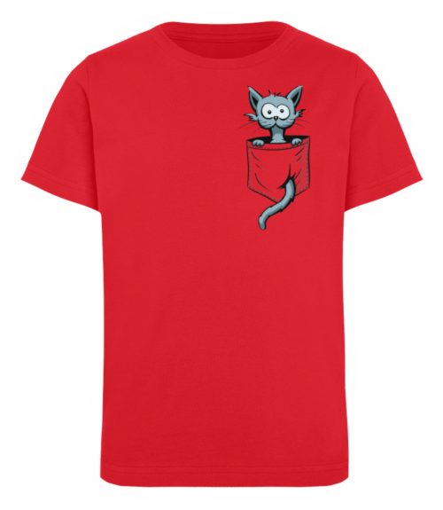 Verrückte Katze in Deiner Brust-Tasche - Kinder Organic T-Shirt-6882