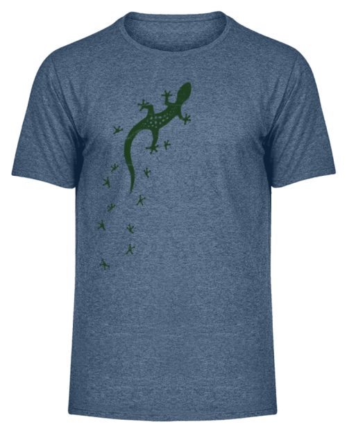 Eidechse Gecko Silhouette mit Spuren - Herren Melange Shirt-6803