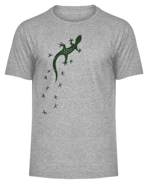 Eidechse Gecko Silhouette mit Spuren - Herren Melange Shirt-6807