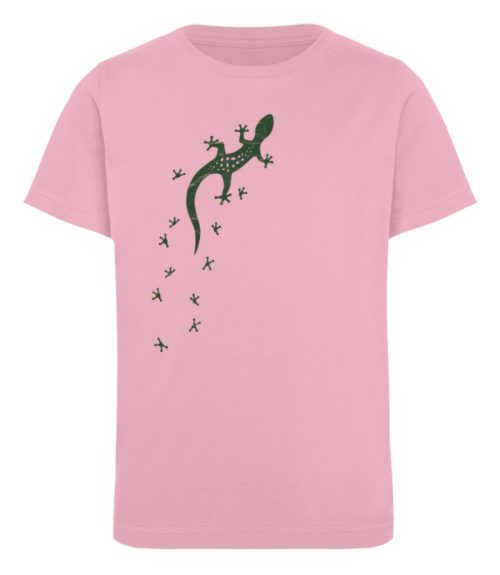 Eidechse Gecko Silhouette mit Spuren - Kinder Organic T-Shirt-6903