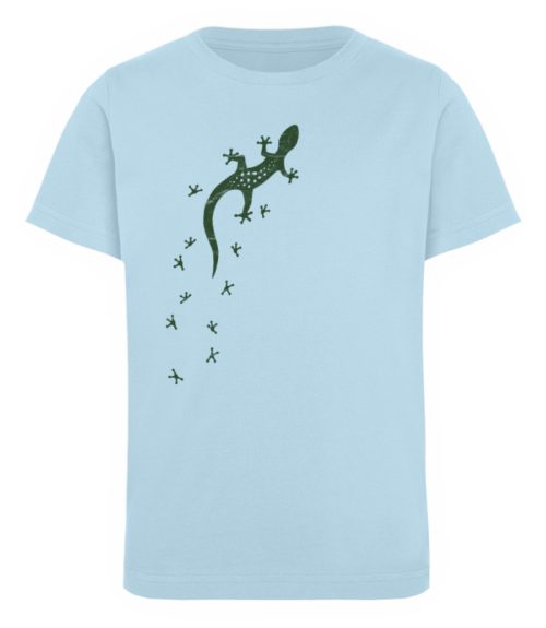 Eidechse Gecko Silhouette mit Spuren - Kinder Organic T-Shirt-6888