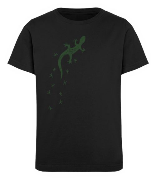 Eidechse Gecko Silhouette mit Spuren - Kinder Organic T-Shirt-16