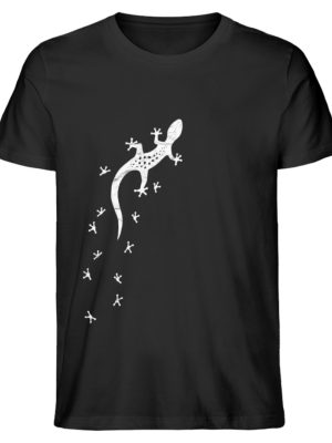 Gecko Silhouette mit Fährte | Sommer, Sonne und mediterraner Urlaub für Salamander-Fans - Herren Premium Organic Shirt-16