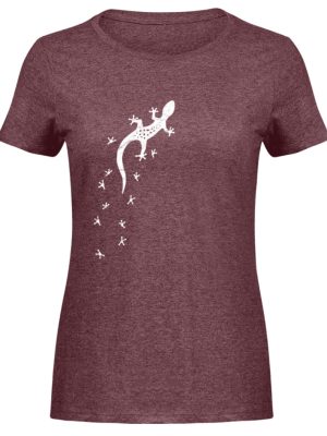 Gecko Silhouette mit Fährte | Sommer, Sonne und mediterraner Urlaub für Salamander-Fans - Damen Melange Shirt-6805