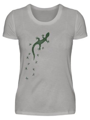 Eidechse Gecko Silhouette mit Spuren - Damen Premiumshirt-2998